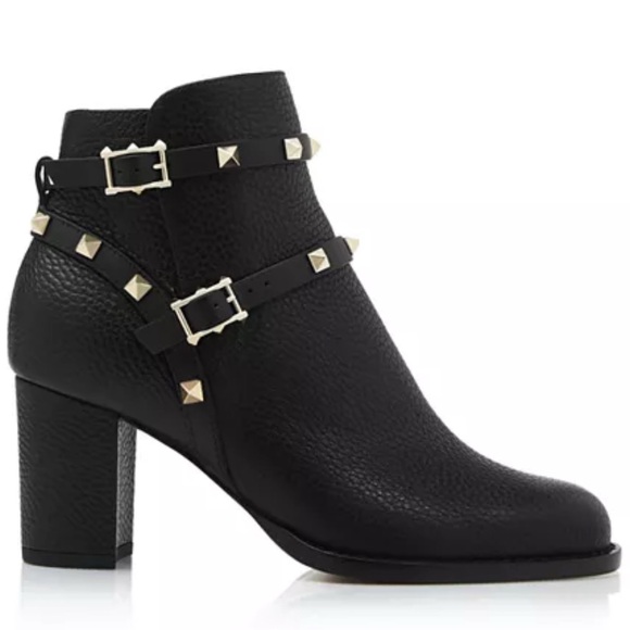 Valentino Garavani Shoes - Valentino Garavani Rockstud Buckle-Wrap Ankle Booties, Black 37.5